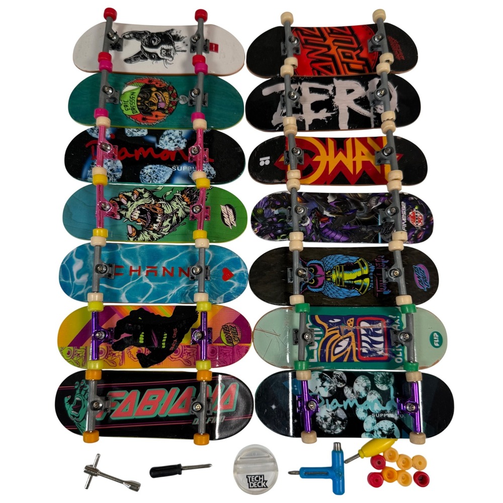 Tech Deck Fingerboard Lot Bundle 14pc Santa Cruz Zero Diamond Flip Bakugan